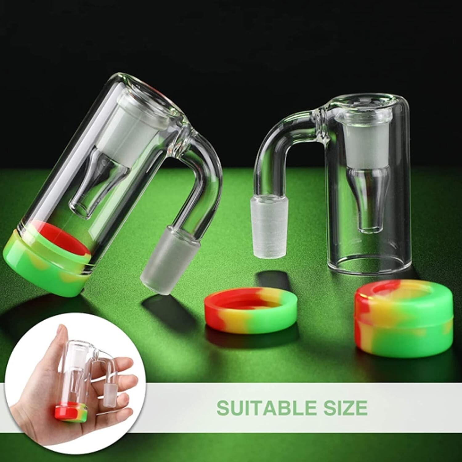 90° Glass Ash Catcher Glass Hookah Attachment for Water Pipe Smoking , Set of 4.