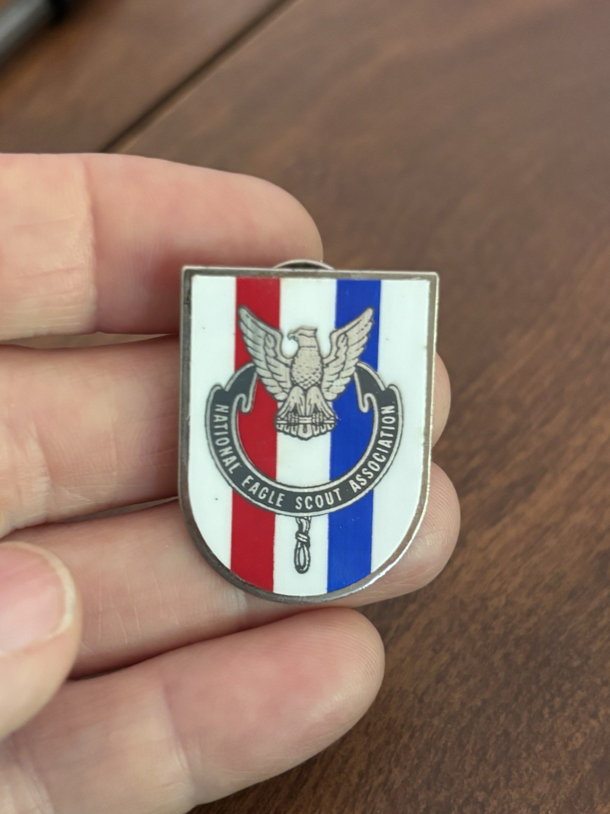 1 VTG NEW: National Eagle Scout Association Red White Blue Striped Lapel Hat Pin