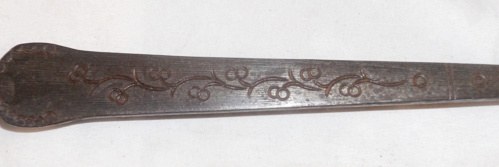 Kieffer Wrought Iron Butcher Fork Decorated Handle Heart Shaped Rat Tail Hanger
