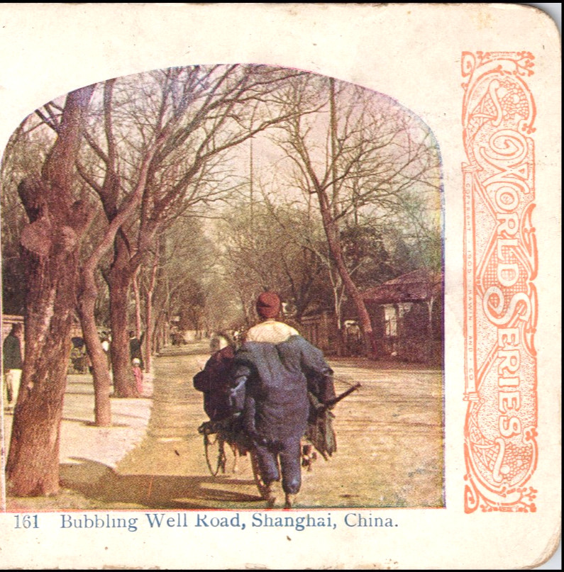 CHINA, Bubbling Well Road, Shanghai–Stereoview #LD31