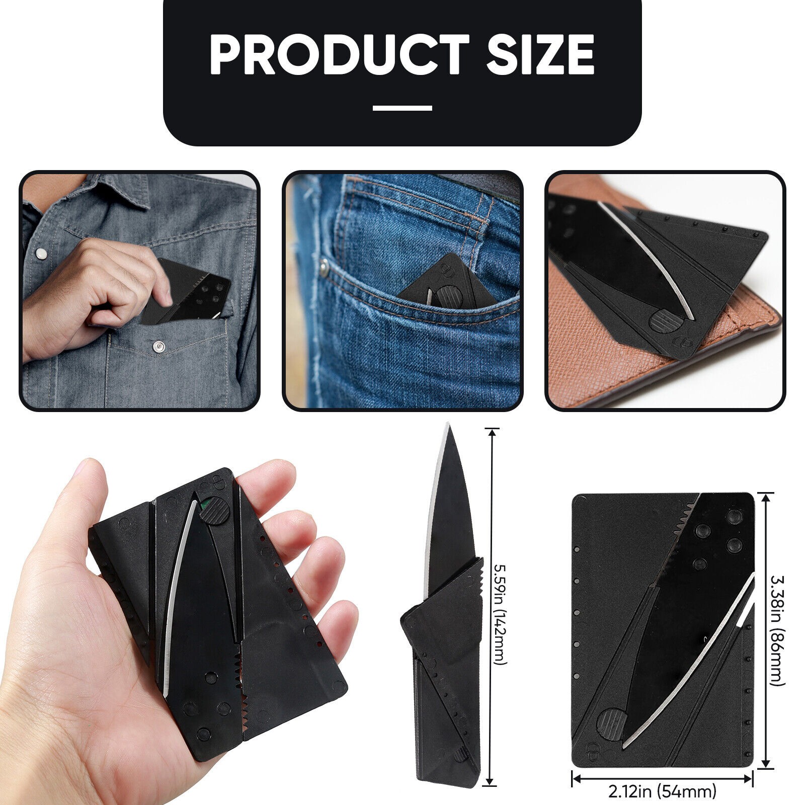 5x Folding Pocket Credit Card Knives Survival Tool Micro Wallet Thin Sharp Knife