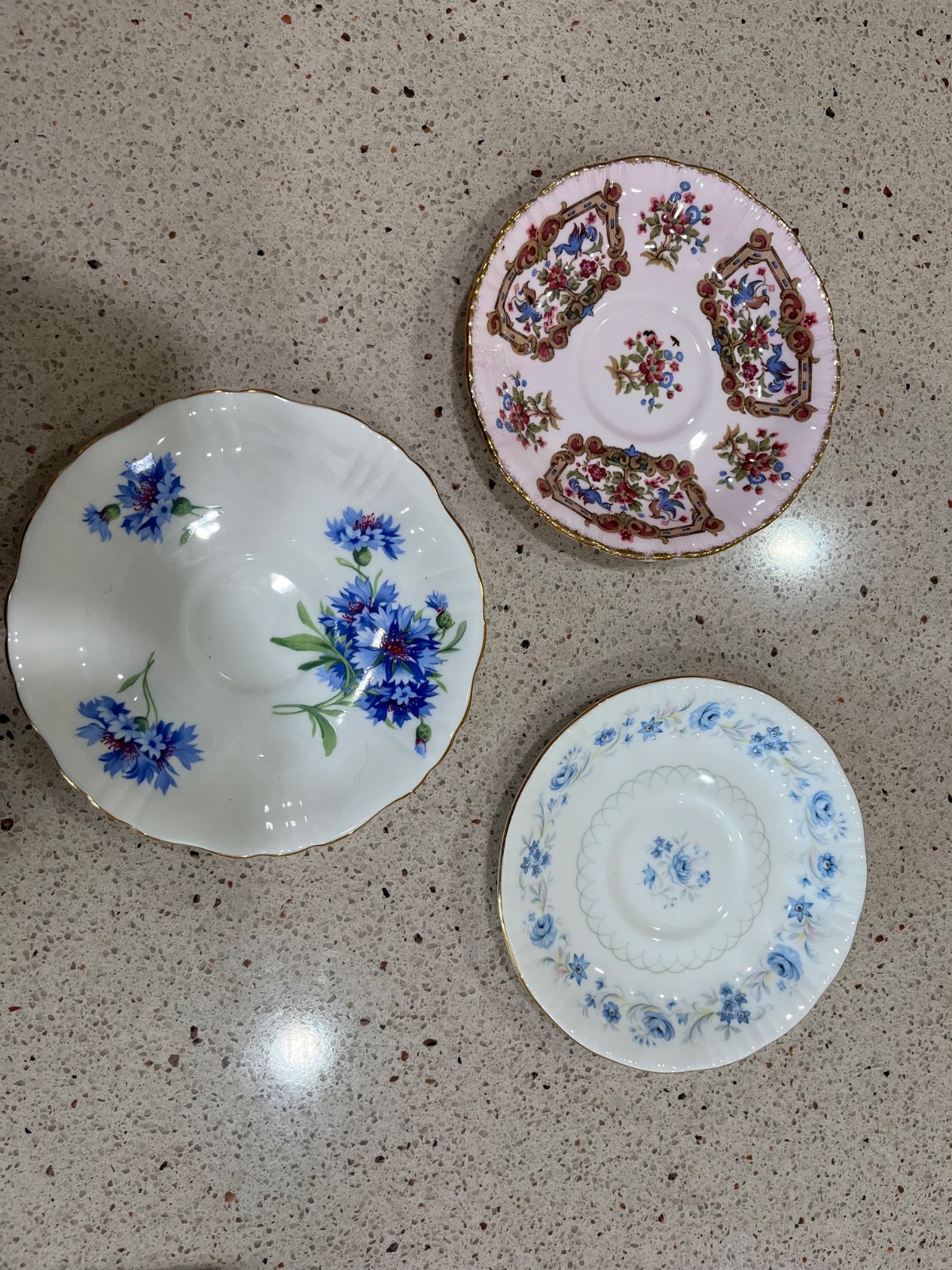 3-Bone China TeaCup „Saucers“ & by Hammerby & Co., Royal Malven, Paragon (Rare)