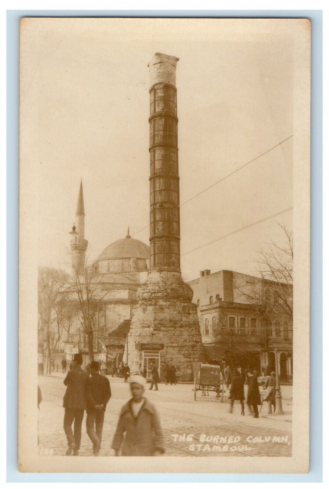 c1920’s The Burned Column Constantipole Stambul Turkey RPPC Photo Postcard