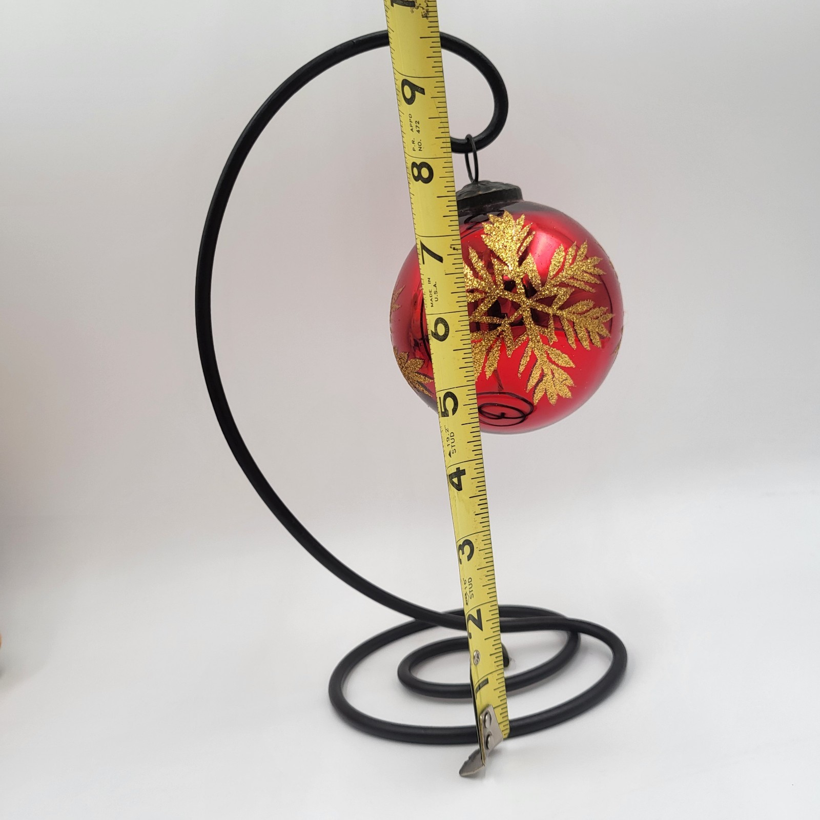 Vintage Made in India Hand blown Red Glass Christmas Ornament with Stand