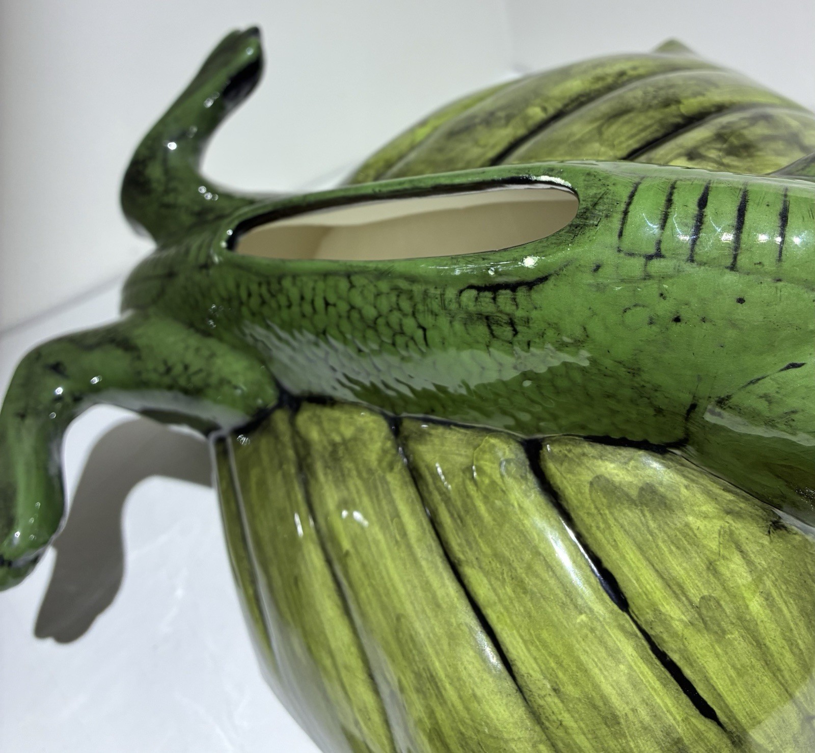Vintage Dragon Ashtray Retro Decor Big Wings Ceramic 15″ HUGE Center Piece VTG