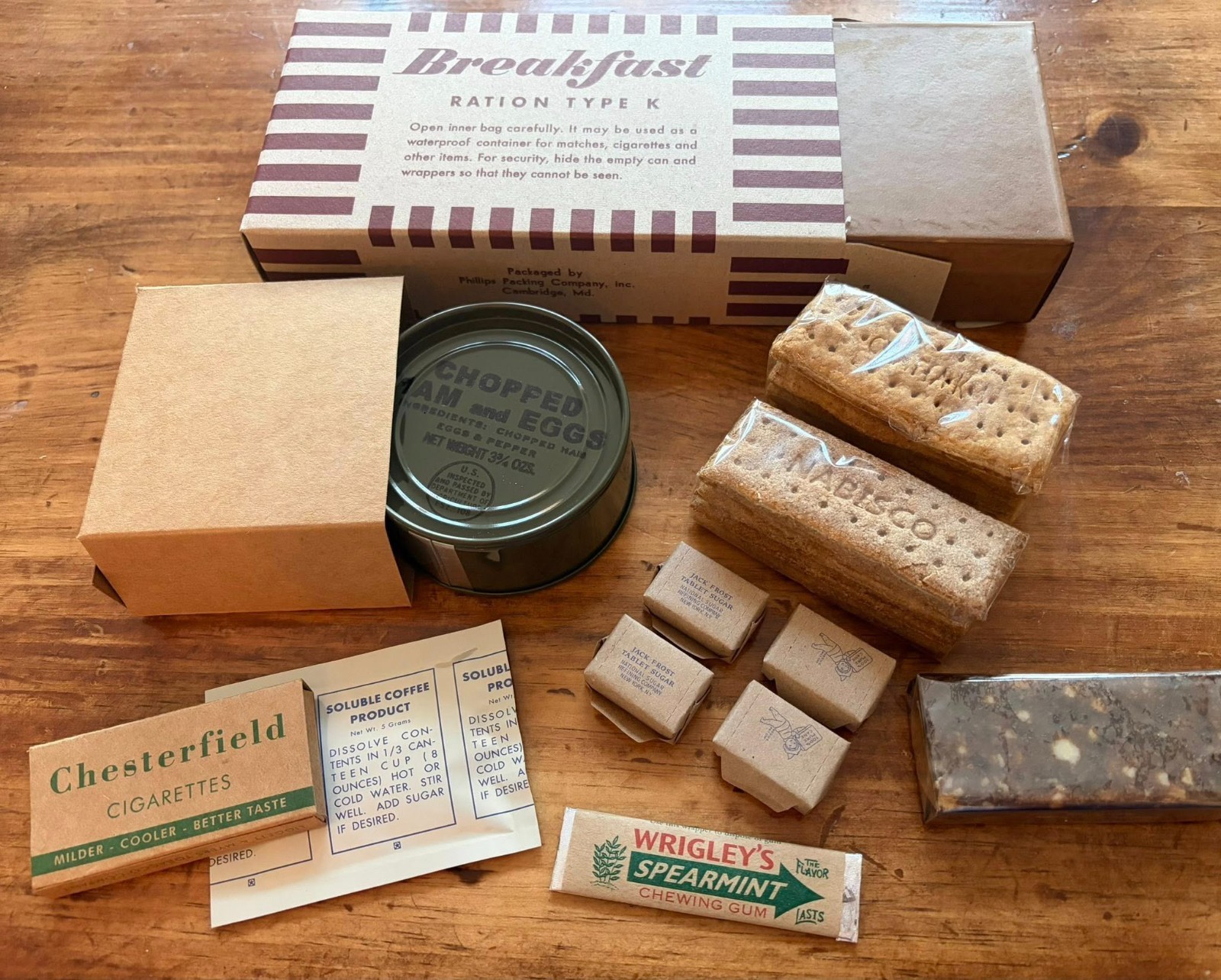 Complete Edible Late War Morale K Ration -Your Choice Breakfast Dinner or Supper
