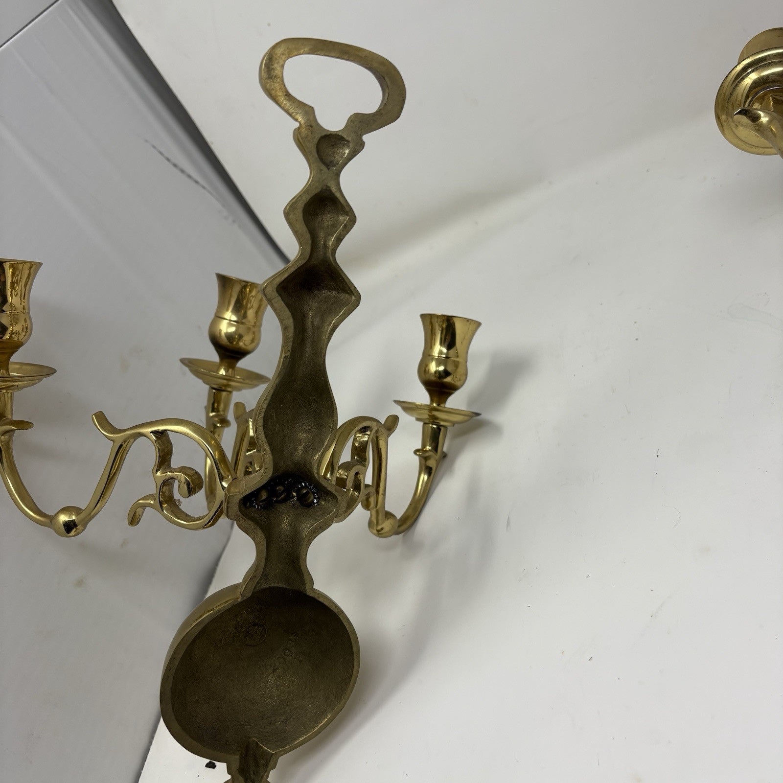 Vintage Brass Wall Candelabra 3 Arm Sconce Wall Mount Candle Holder 13″