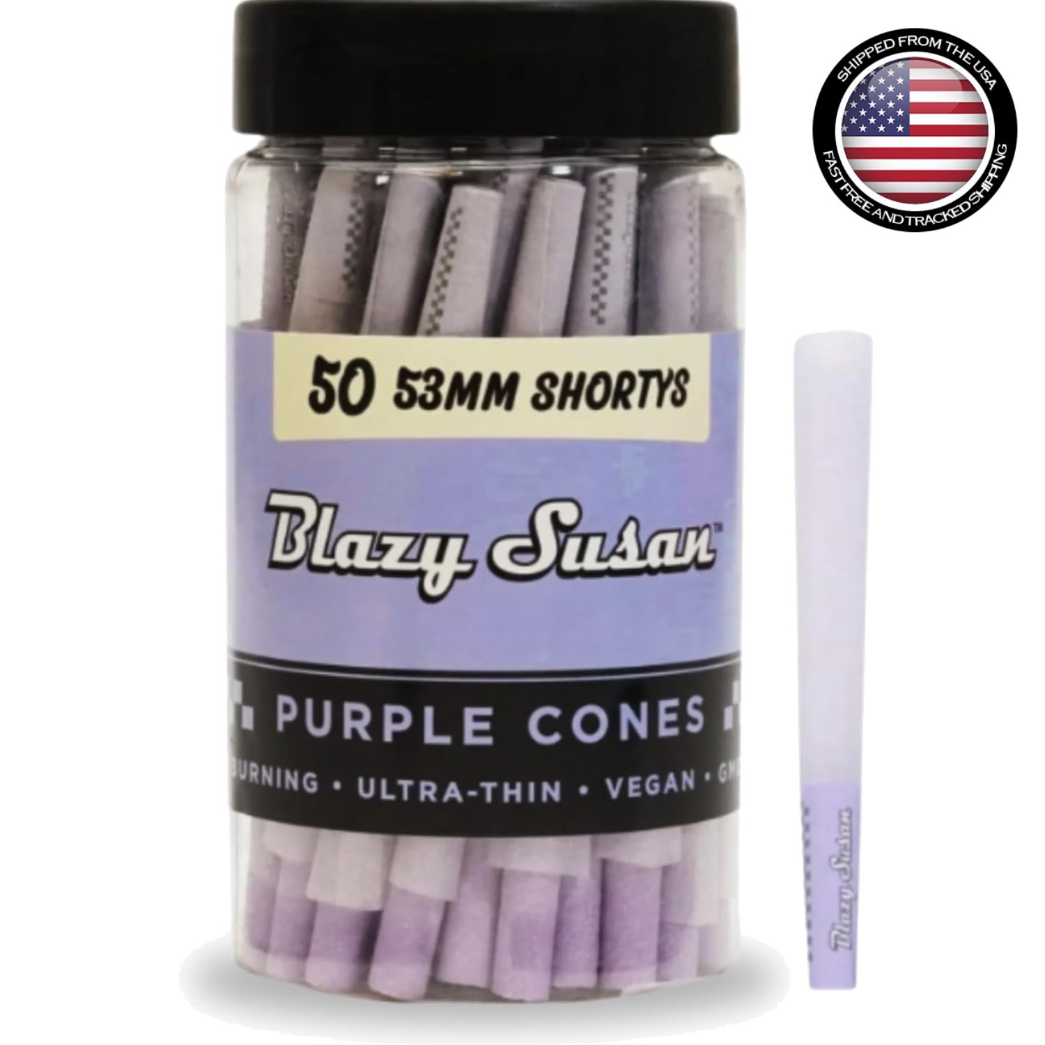 Purple Pre-Rolled Cones 50 Count – Eco-Friendly, Slow-Burning & 53mm