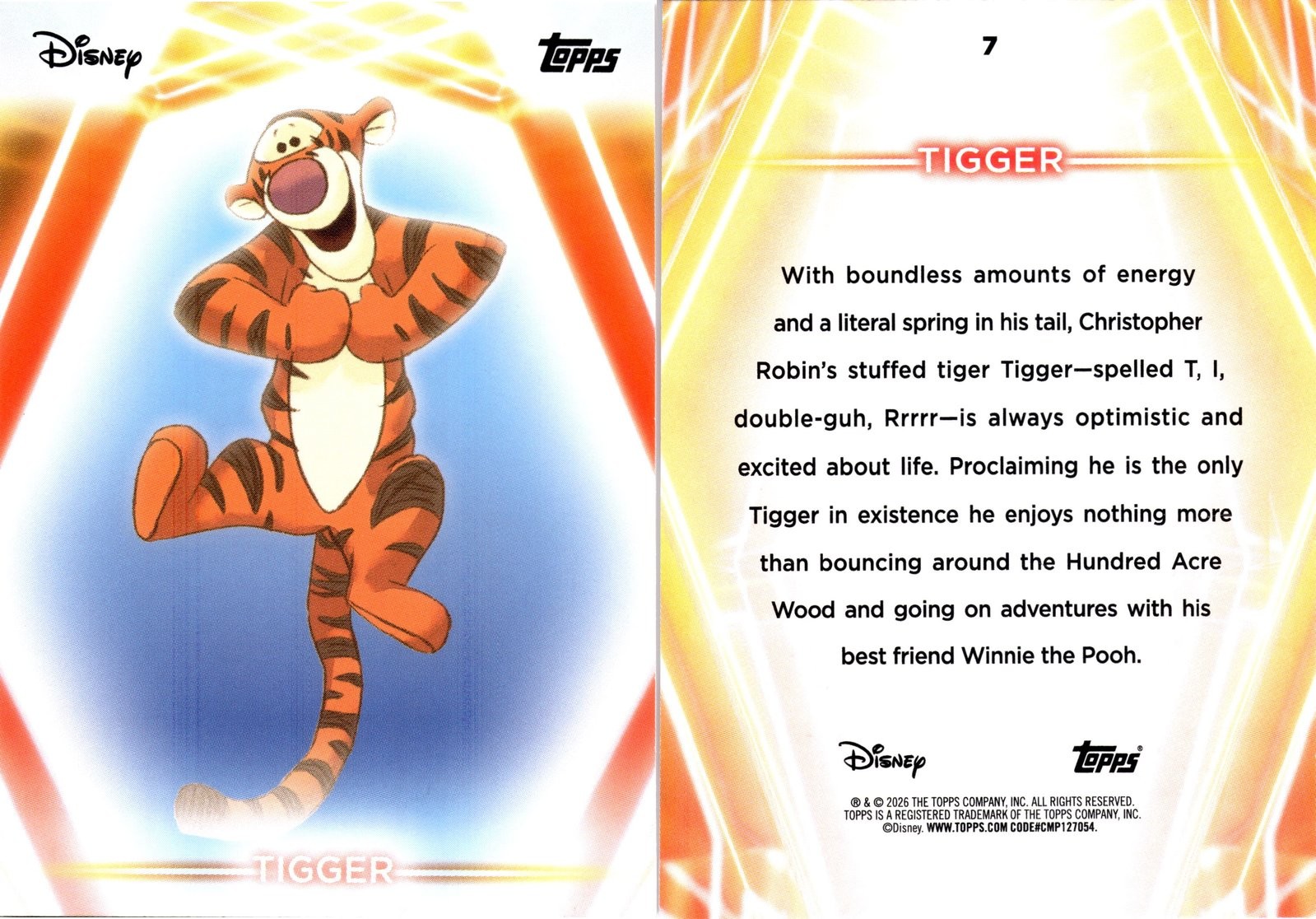 2026 Topps Disney Neon Tigger #7 Winne the Pooh