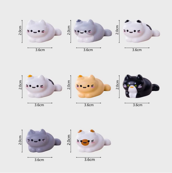 8pc Cute Loafing Cat Mini Figure Set New