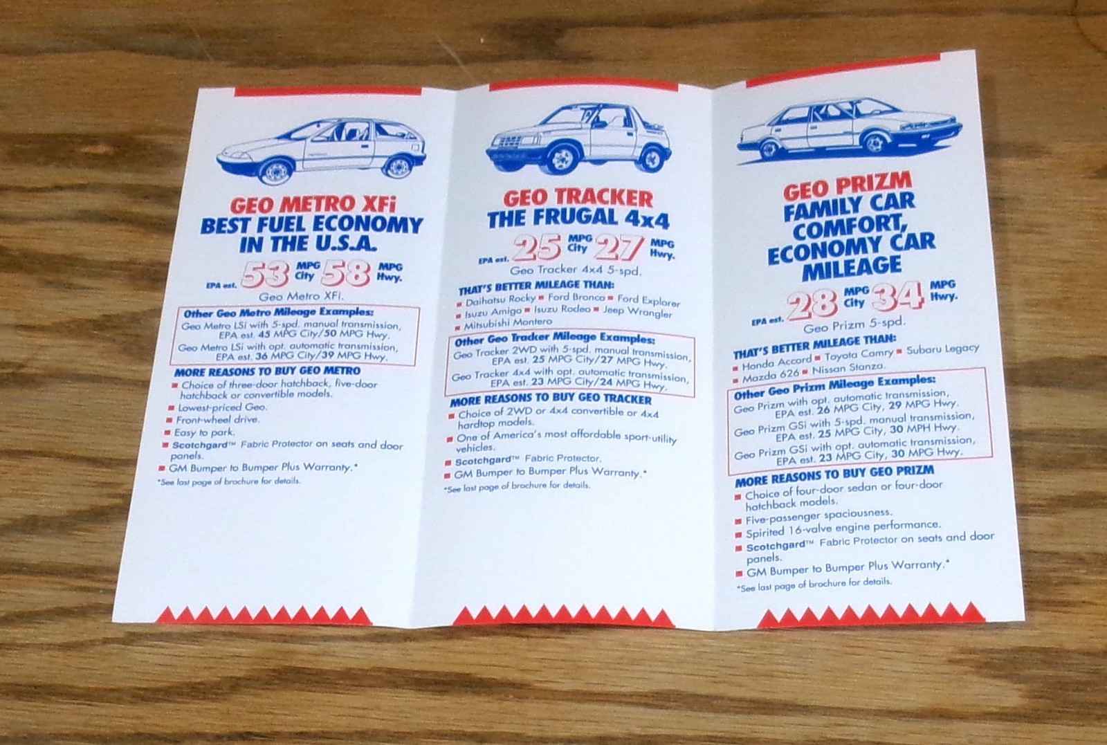 Original 1991 Geo Fuel Efficient Sales Brochure 91 Tracker Metro Prizm Storm