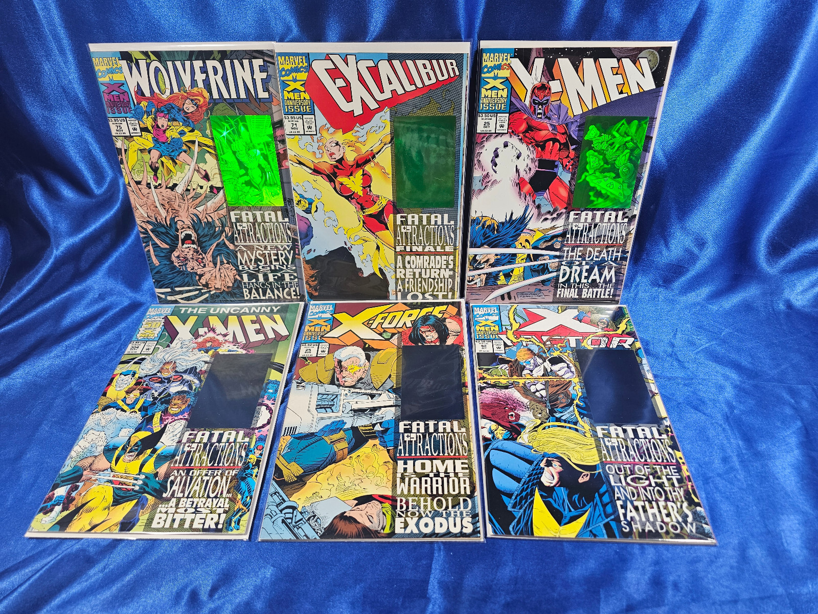 X-MEN FATAL ATTRACTIONS 1-6 HOLOGRAM SET X-MEN 25 WOLVERINE 75 UNCANNY X-MEN 304