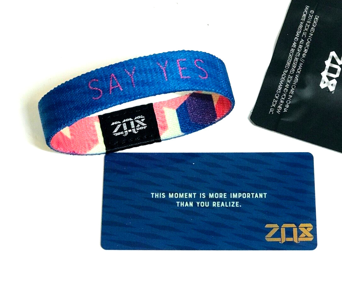 ZOX *SAY YES“ silver single Small MYS/FG NIP Wristband w/Card