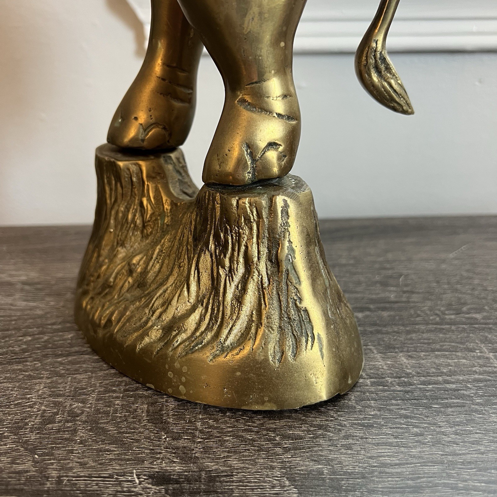 Vintage Mid 20th Century Standing Brass Elephant Figurine or Sculpture 18”