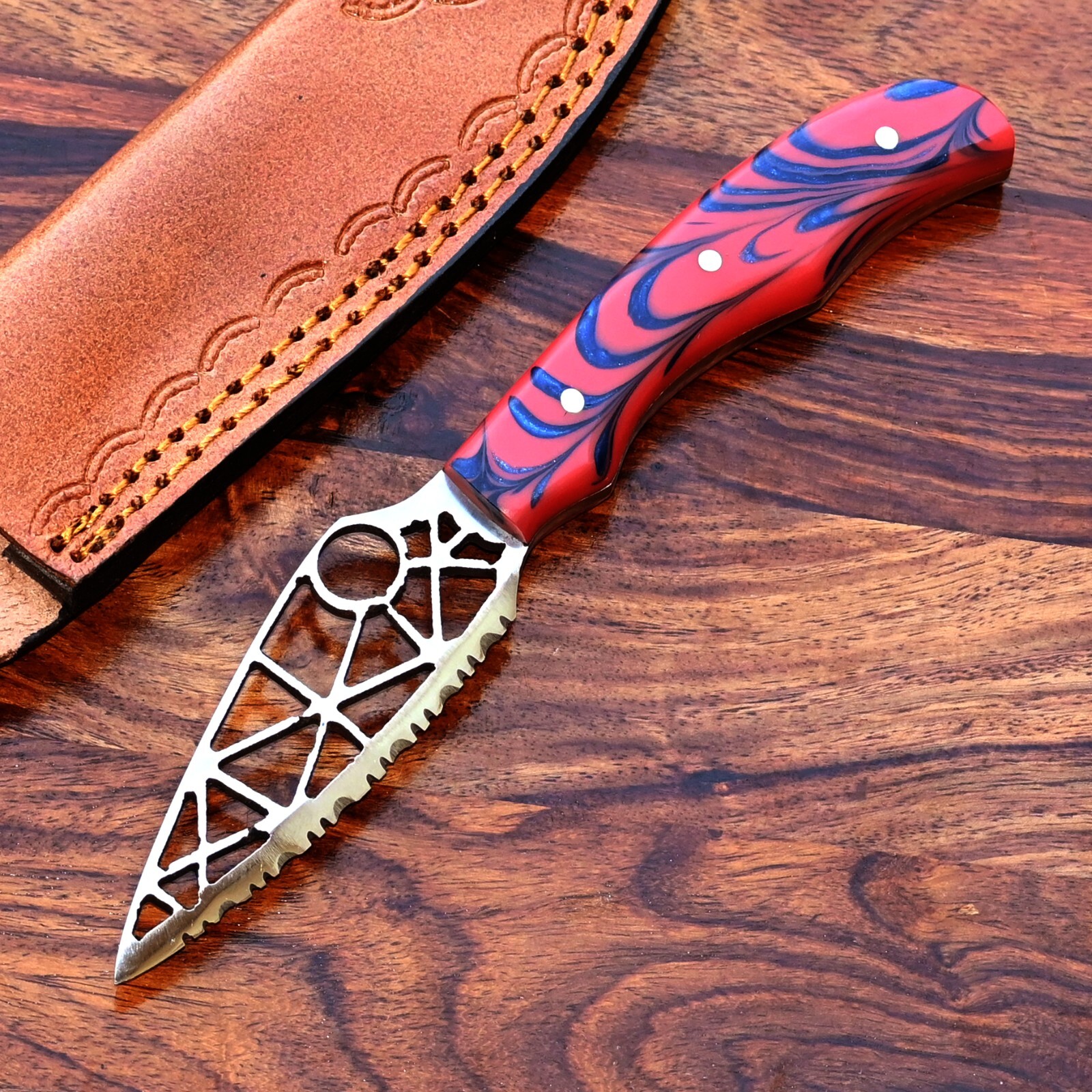 Custom Made High Carbon Steel Serrated Blade Edge Tactical Hunting Knife 2876