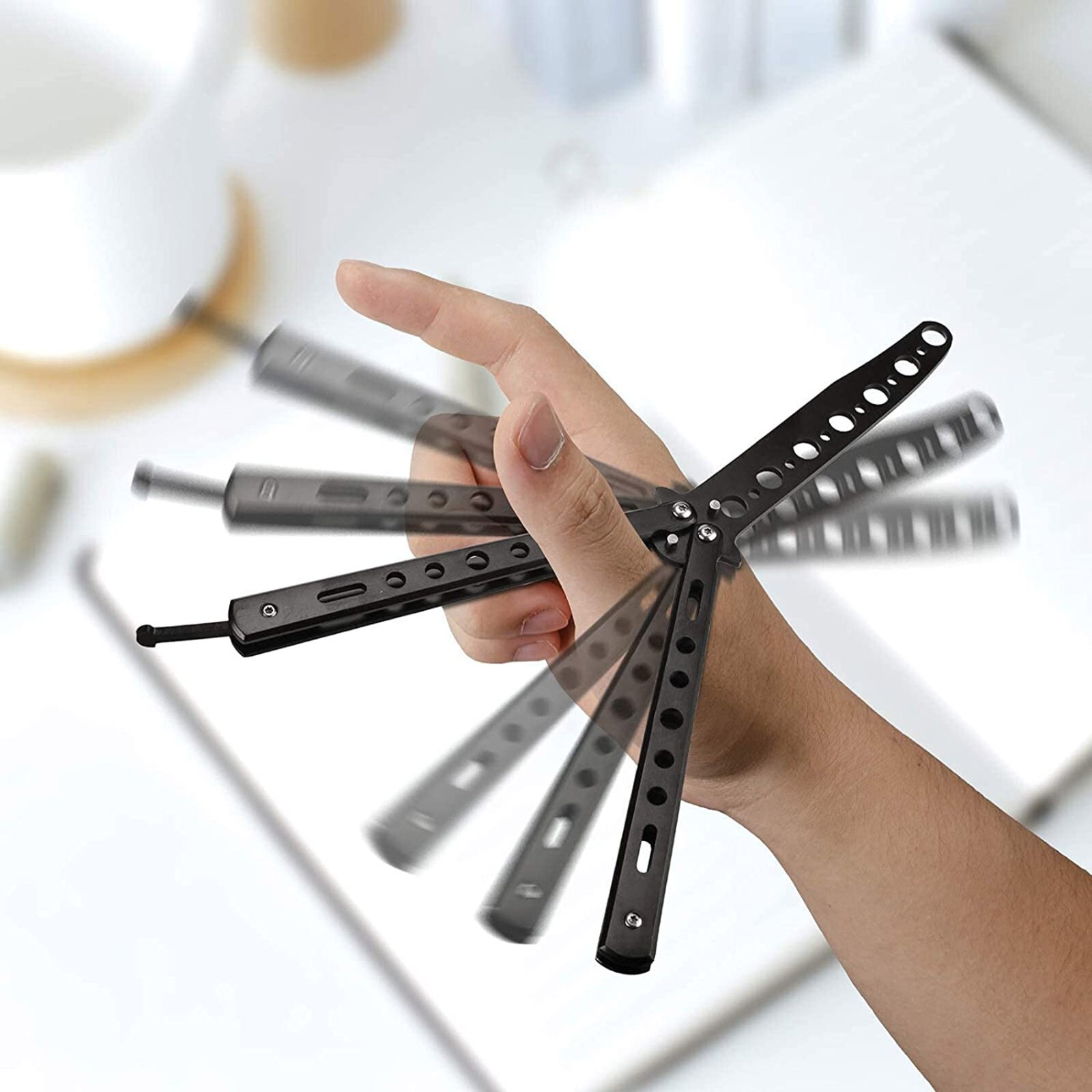 Butterfly Trainer Training Dull Knife Tool Black Metal Practice