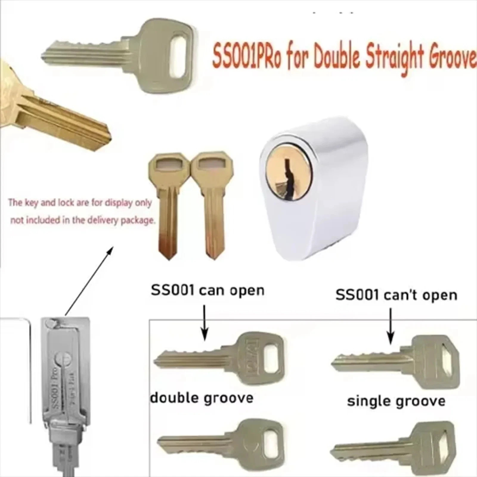 2-in-1 Stainless Steel Key Decoder Locksmith SS001 PRO Lock Repair Tools Kit 1PC