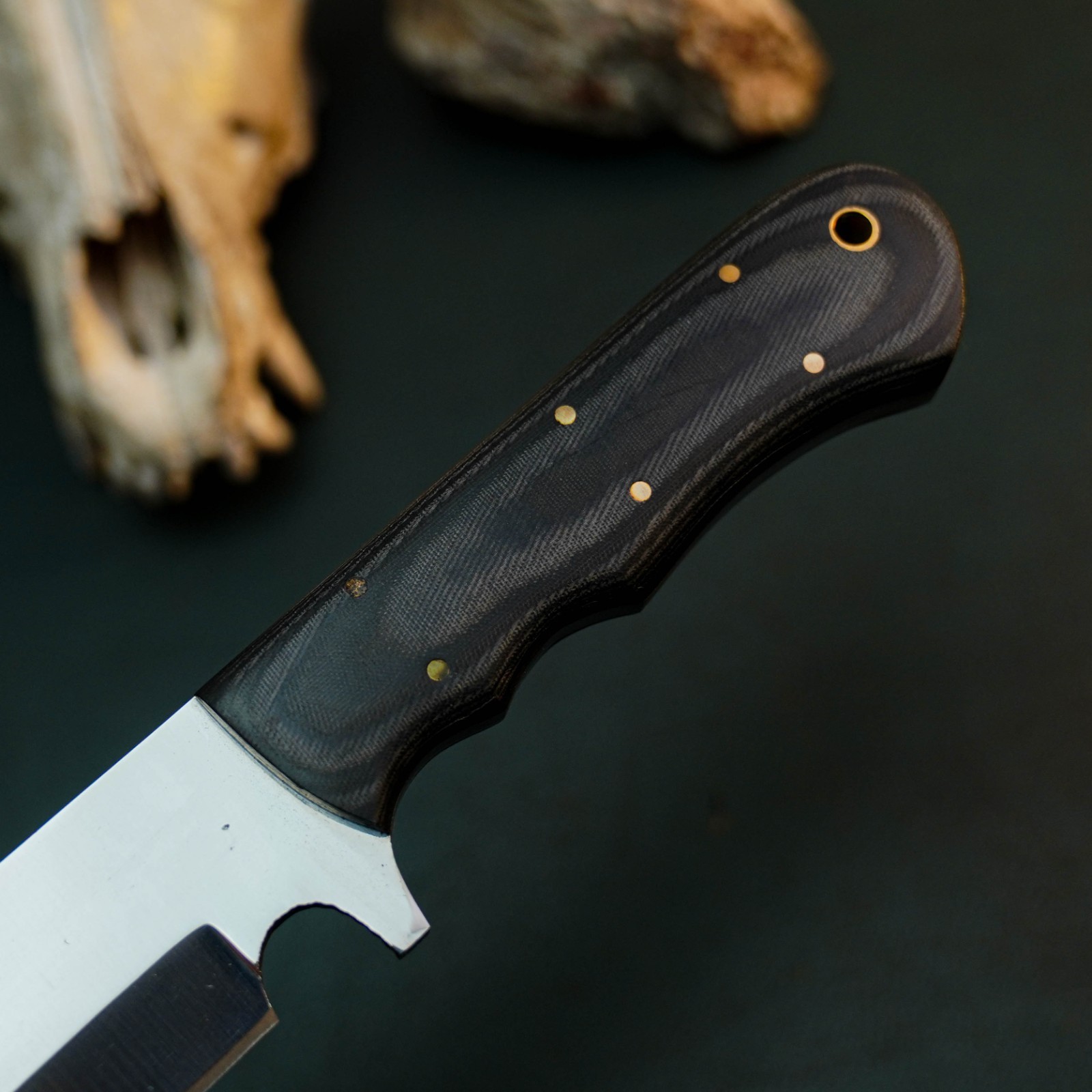9.8″ D2 Camping Knife Full Tang Micarta Handle Outdoor Blade Leather Sheath