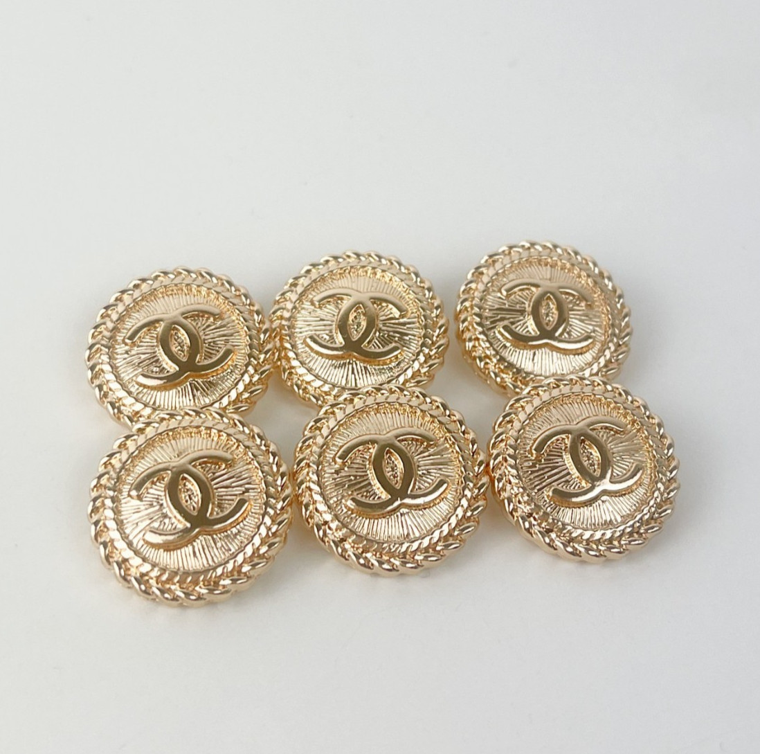 STAMPED lot of 6 Designer Gold Button