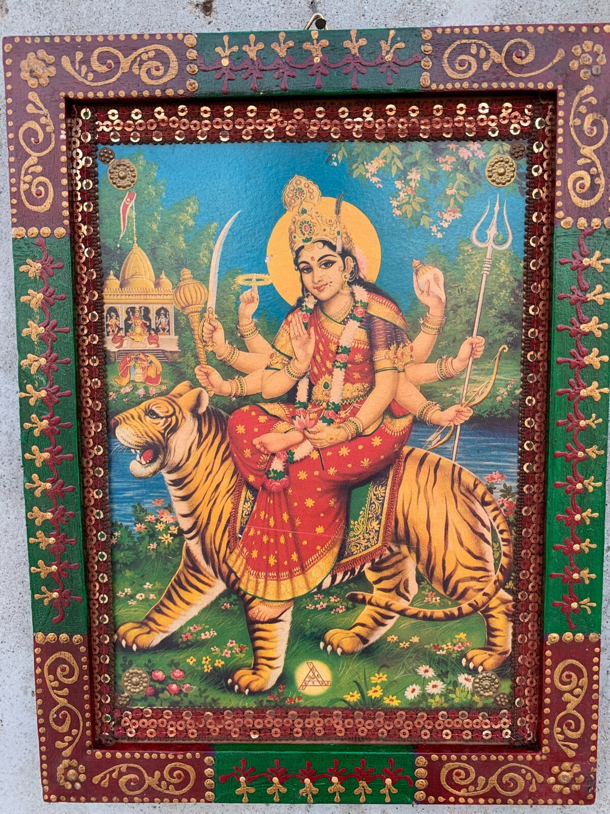 Durga Mata Photo Frame, Ambe Mata Photo Frame,Indian Hindu Deity Photo-8.5×11.5″