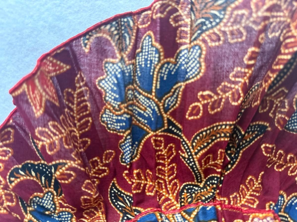 Brand New Chinese Style Fan Red Color Purchased in Singapore Rounded Slightly Un