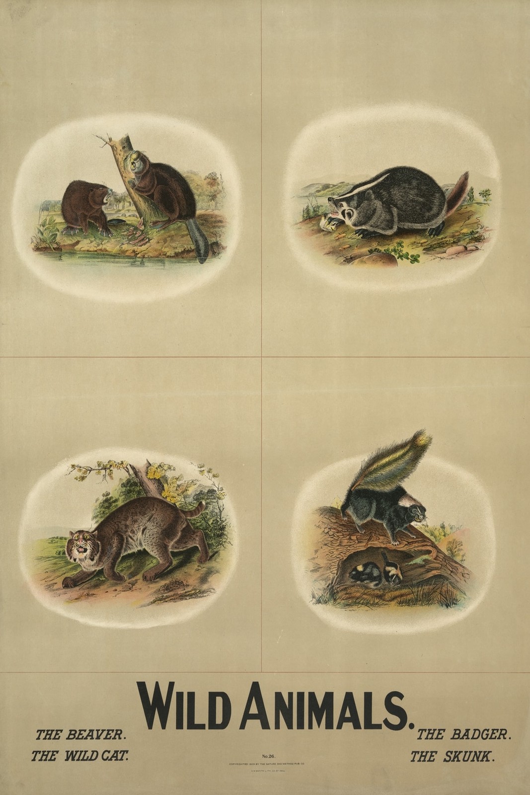 Wild Animals 🦡 Vintage Style Poster – 24×36” – Early 20th Century Decor