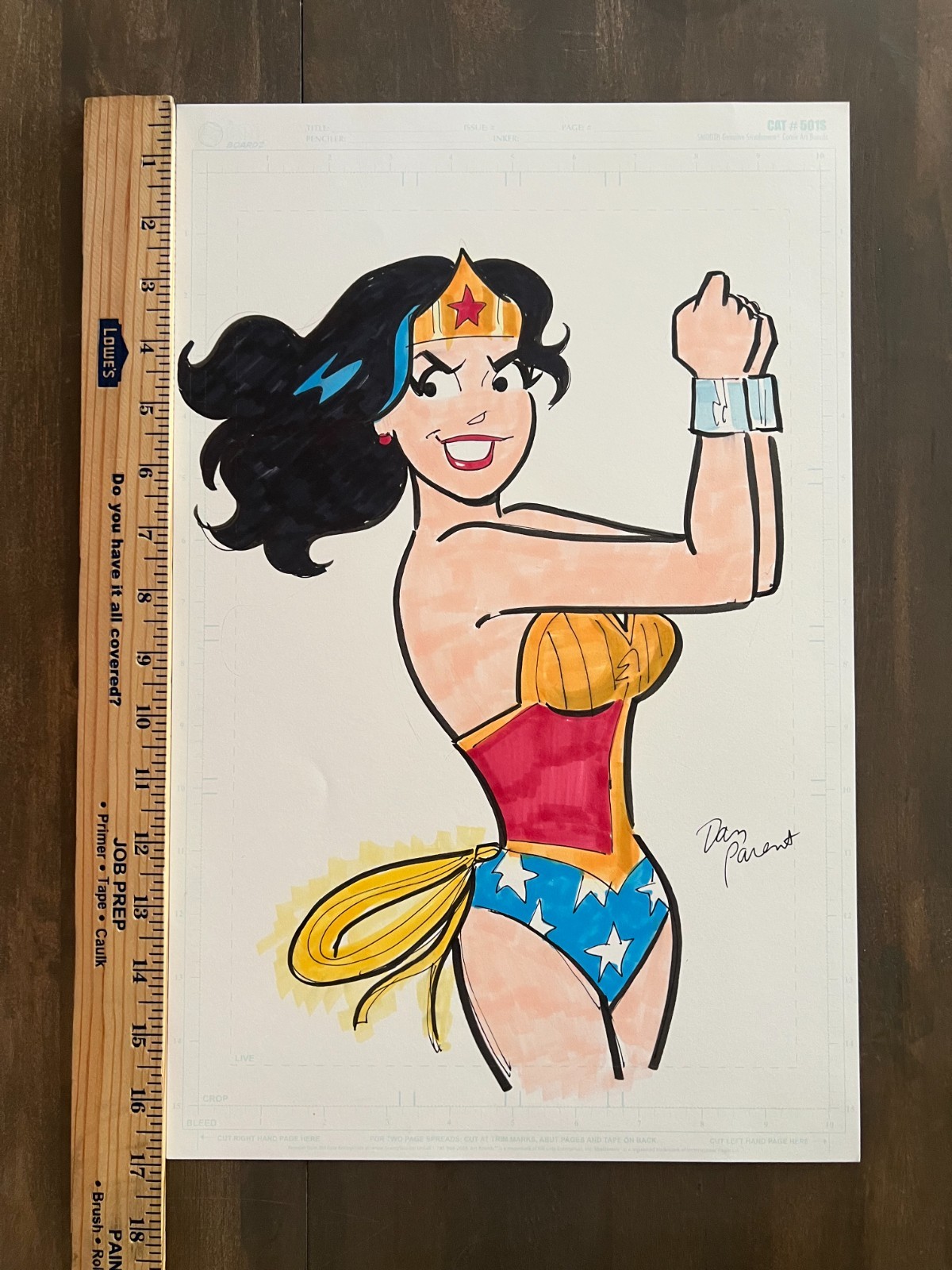 💥 Dan Parent Original Hand Drawn Veronica as Wonder Woman Comic Art SIGNED 💥