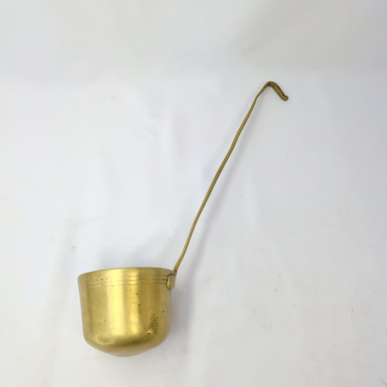 Vintage Brass Ladle Dipper Long Hook Handle Primitive Farmhouse Rustic Decor