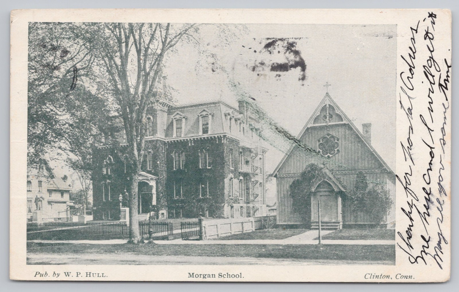 Clinton CT Morgan School Building W P Hull Undivided Back Postcard