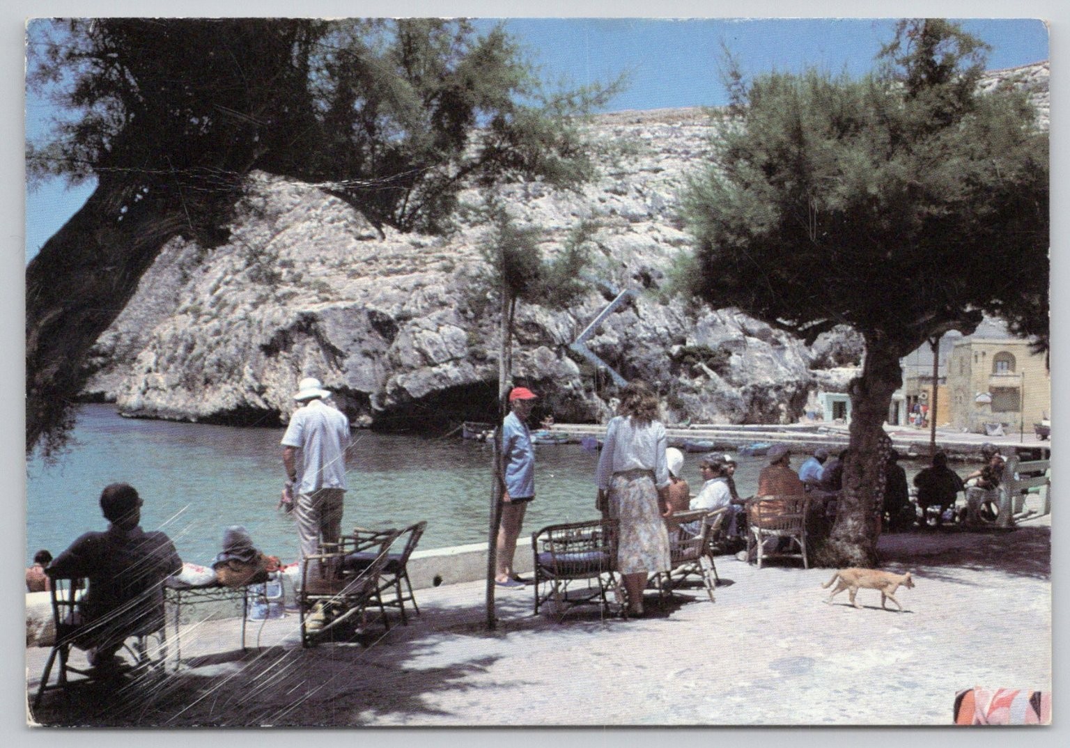 Xlendi Bay Gozo Malta Postcard – People by Water, Rocky Coastline, 1970s