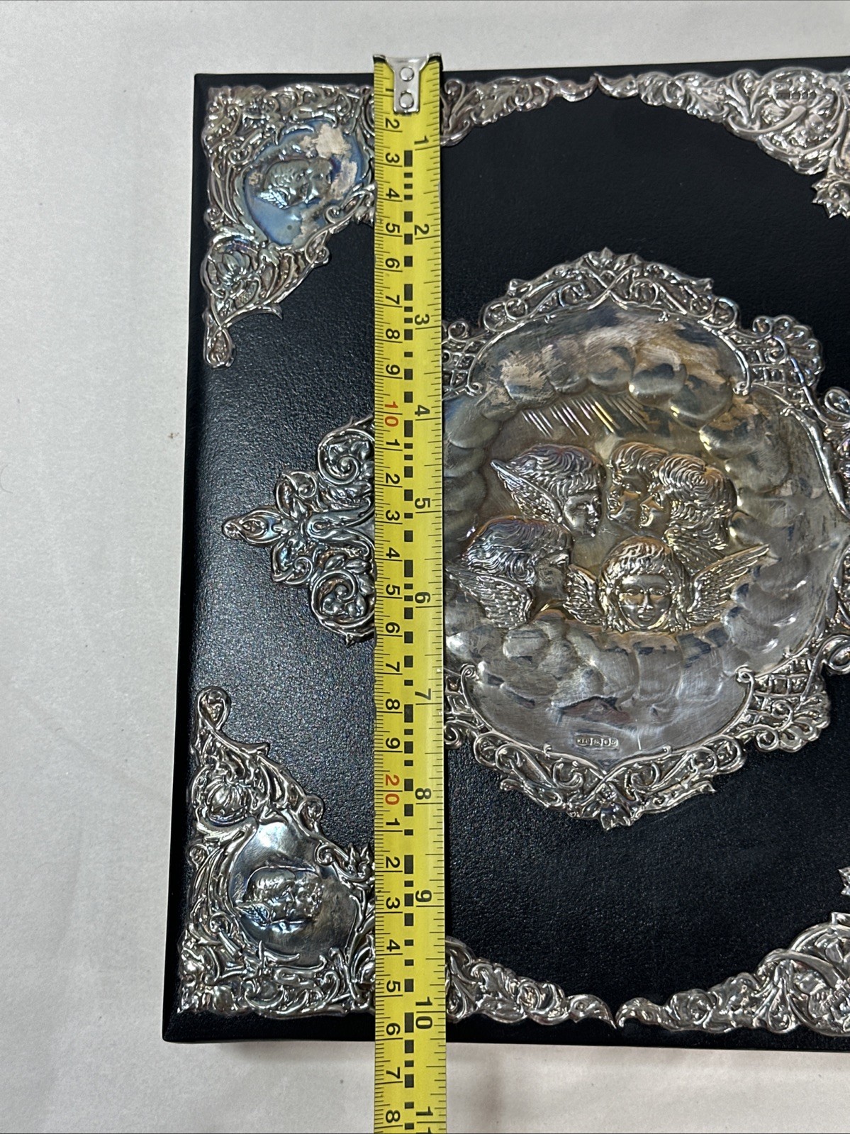 Cherubs Sterling Silver Large Leather Lord Chaltam Collection Photo Curio Album