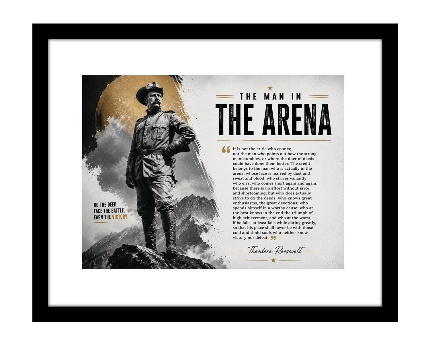 Theodore Roosevelt 8×10 Man in the Arena print | US president motivational