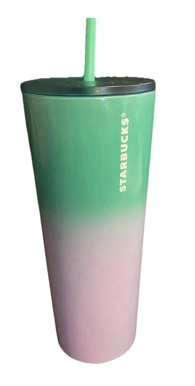 Starbucks Tumbler 2022 Summer Stainless Steel Green Purple Blue Ombré 24 Oz New