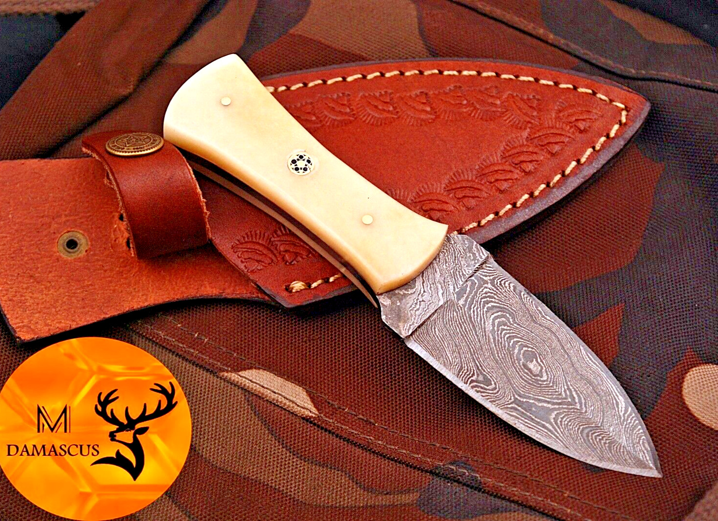 HANDMADE DAMASCUS STEEL BOOT KNIFE THROWING DAGGER HUNTING SURVIVAL EDC 868