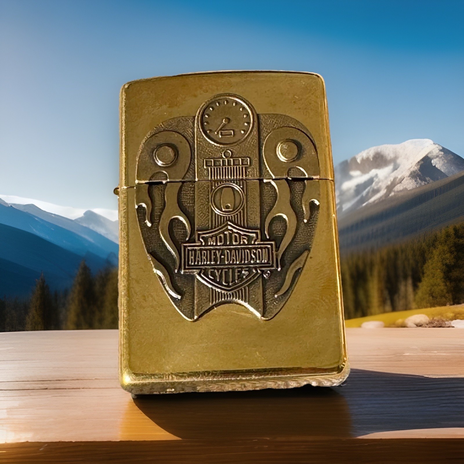 ZIPPO HARLEY DAVIDSON LIGHTER, FUEL TANK SURPRISE, GOLD DUST, SEALED, RARE, MINT