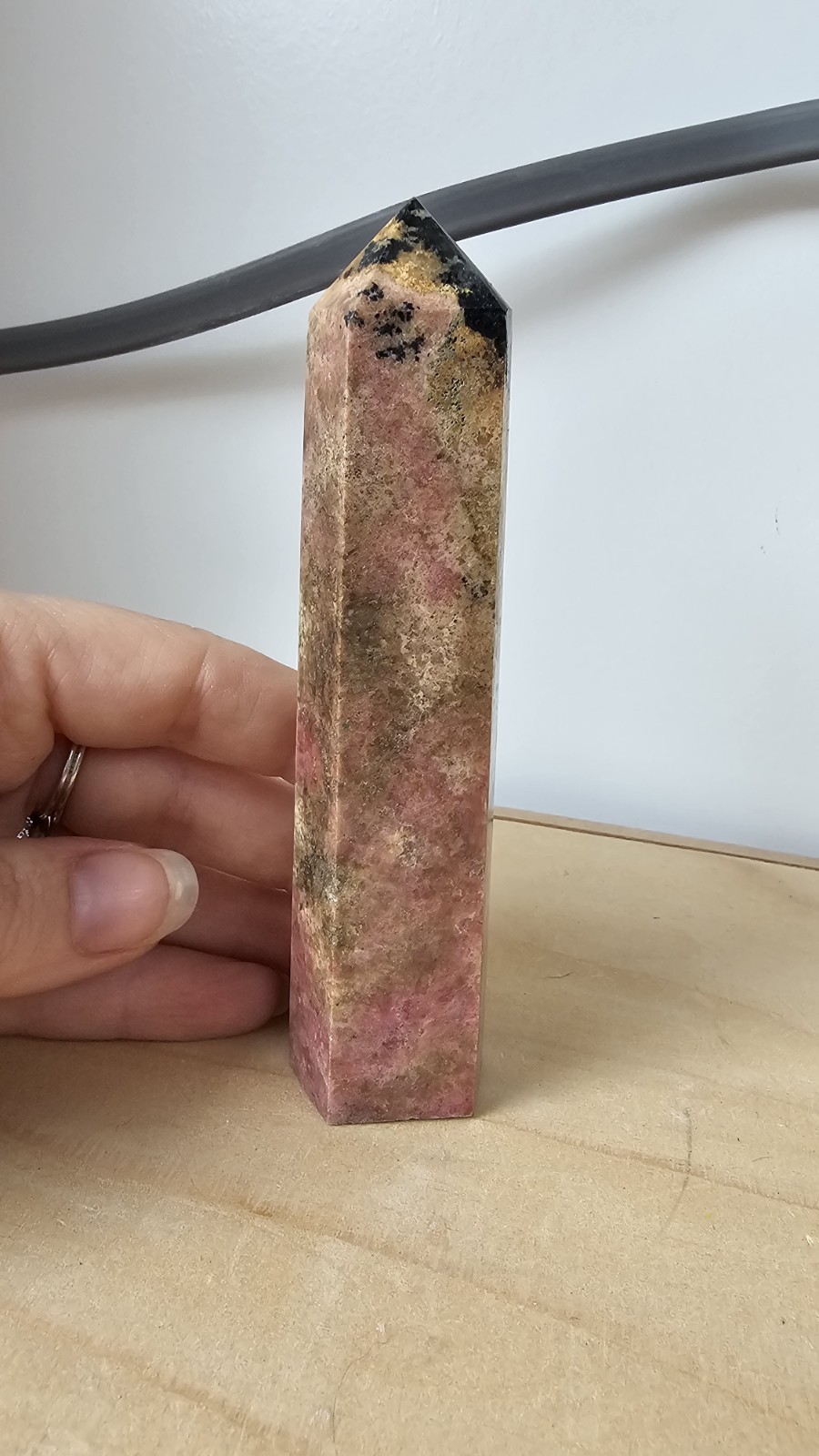 Rhodonite tower point 222g 12cm crystal pink self love relationships