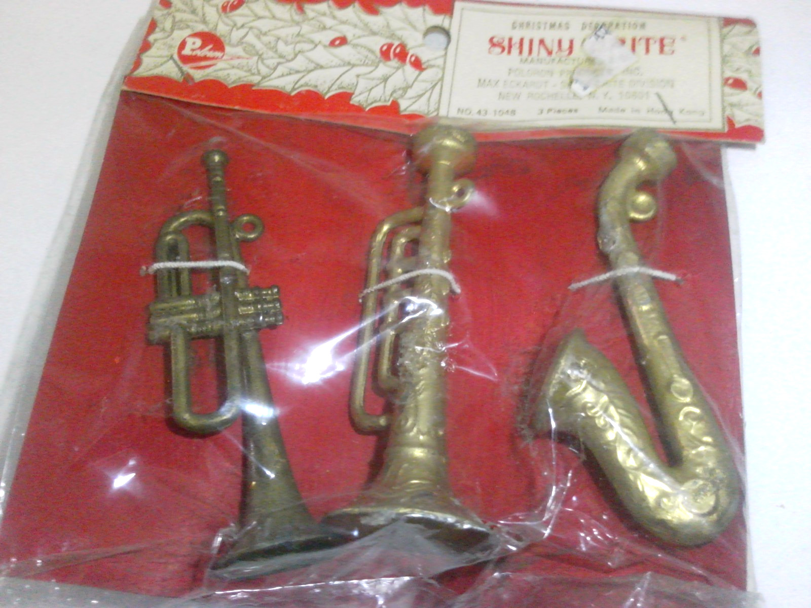 Shiny Brite Christmas musical instrument ornaments 1960’s New in package
