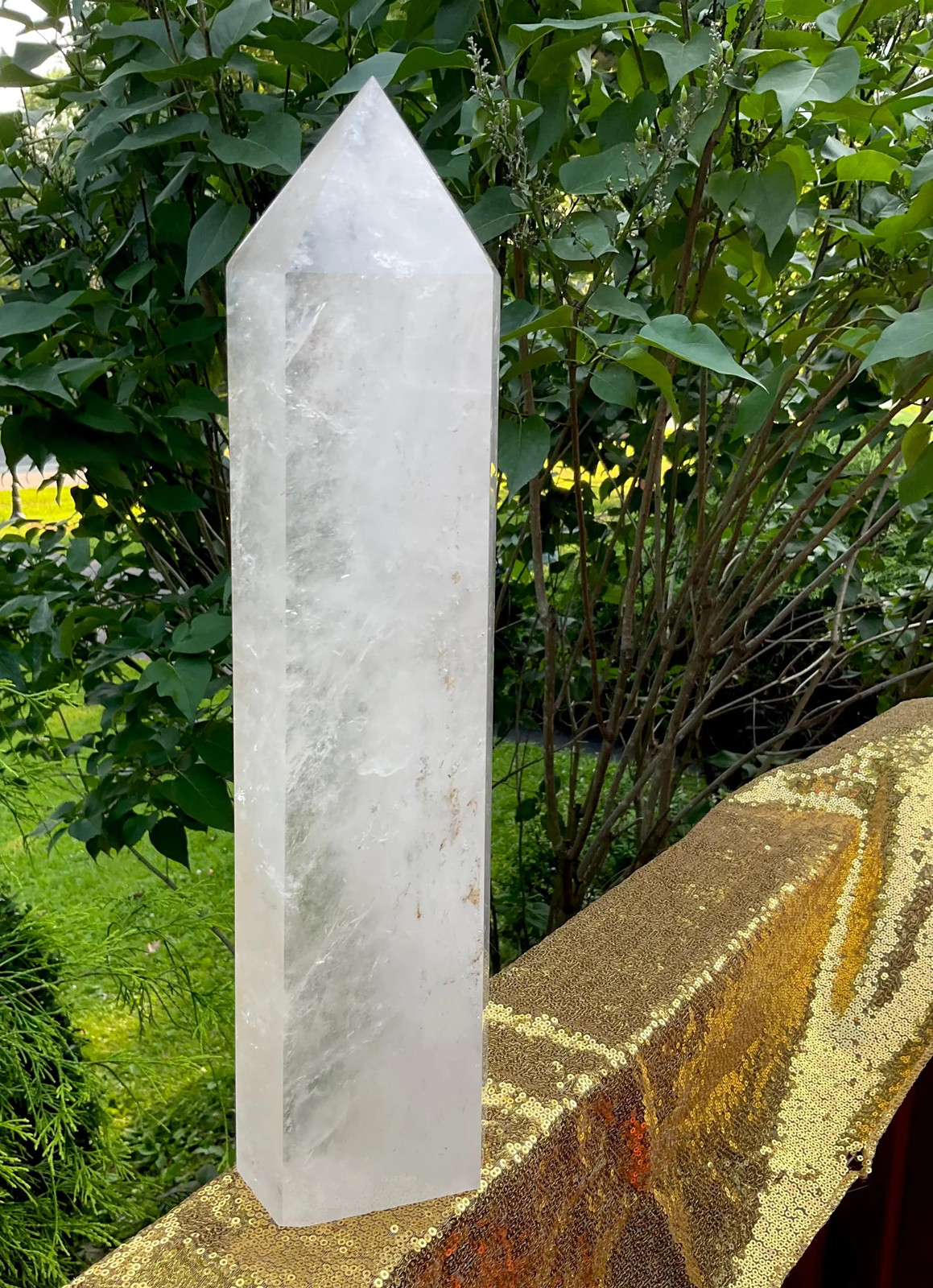 Clear Quartz Crystal Generator ~ Large 12 lb. ~ 15″ Tall ~ Sparkling Inclusions