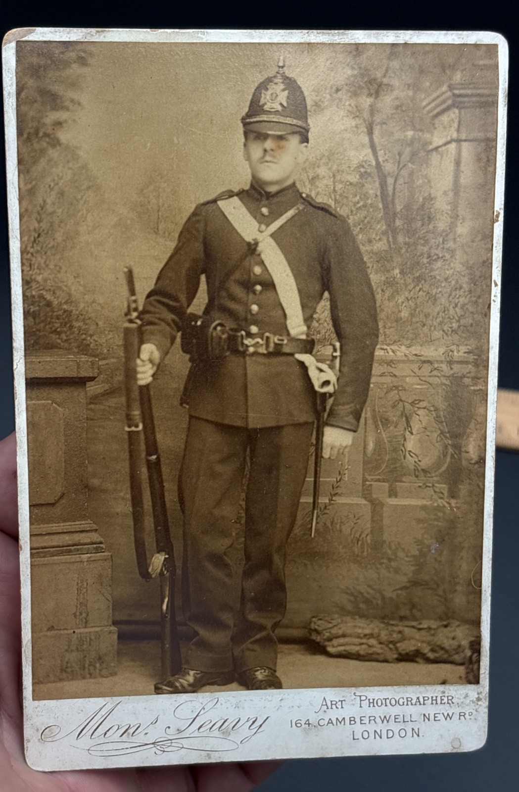 Cabinet Card Volunteer Rifles British Soldier with Rifle In Full Uniform