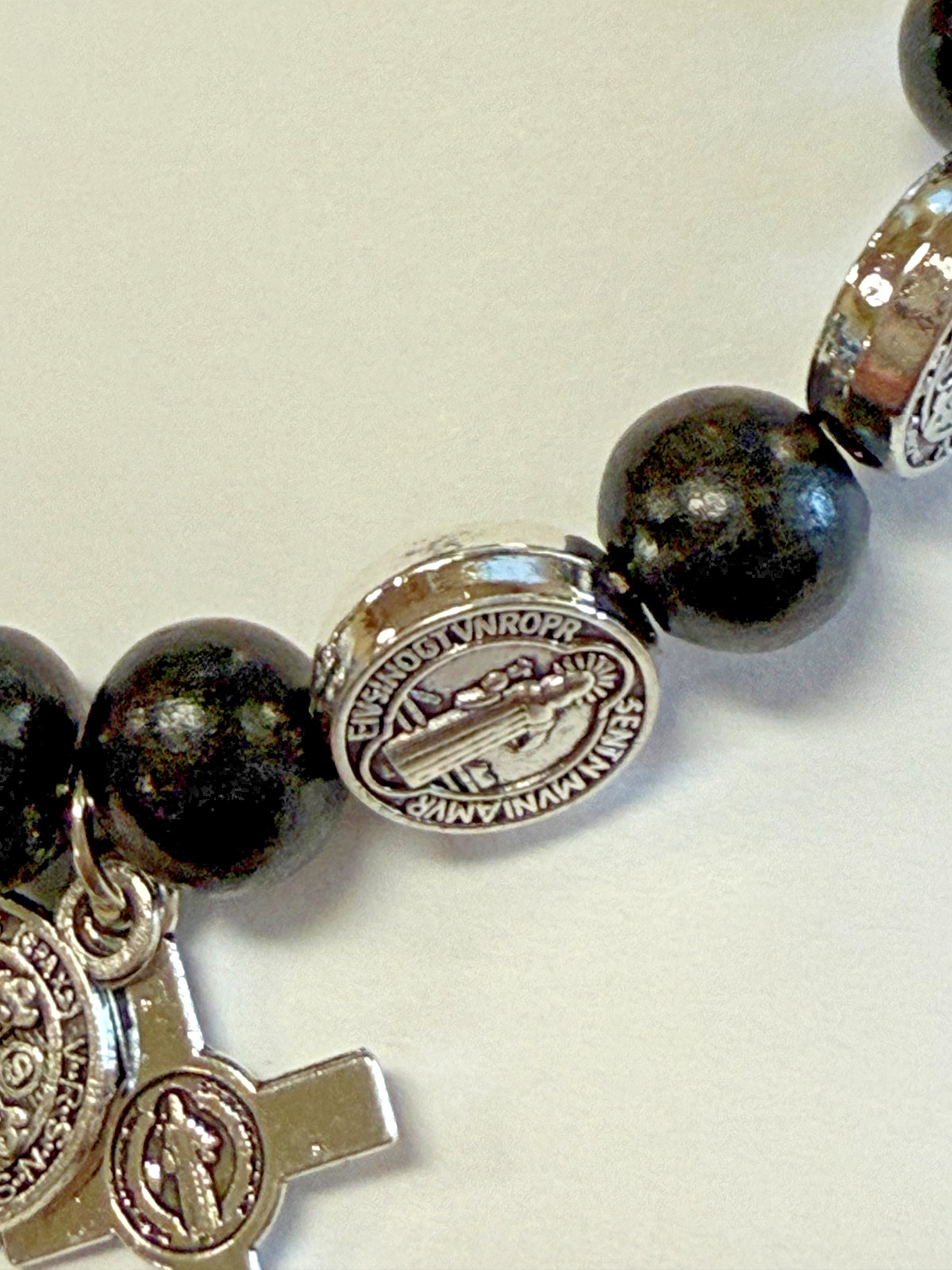 Saint Benedict Black Rosary Bracelet, New #AB-276-R2