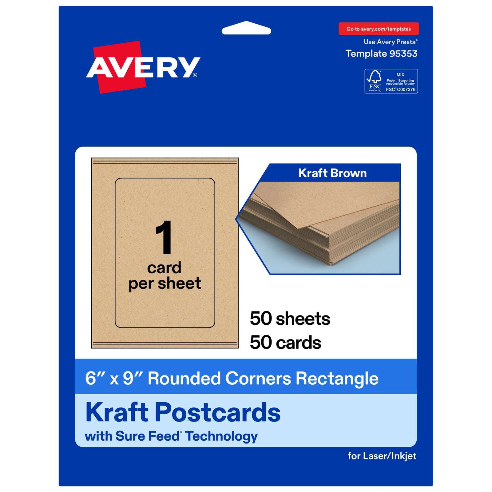 Avery Printable Rectangle Cards Rounded Corners Sure Feed Technology 6 X 9