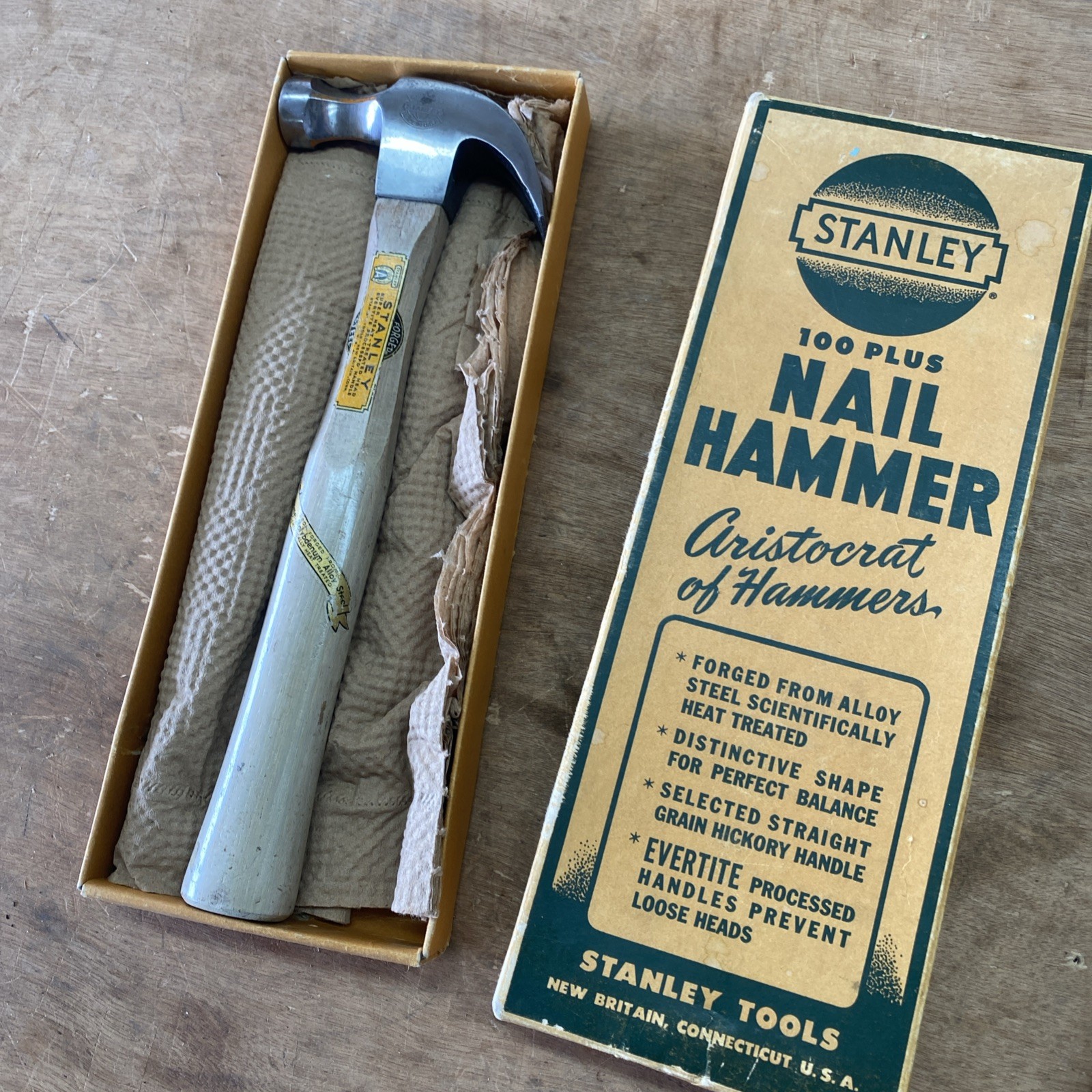 Vintage Stanley 100 Plus Claw Hammer NOS New Old Stock In Box Mint Decals⁠