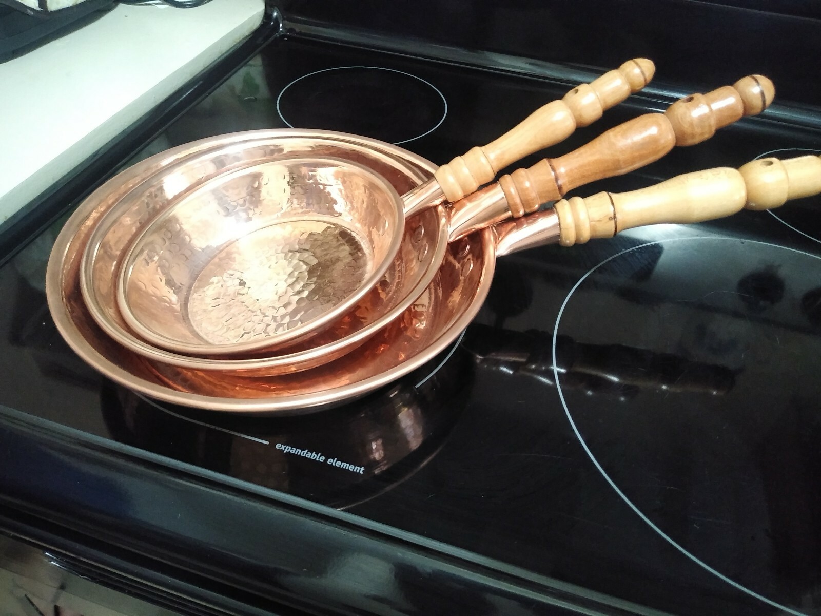 Set of 3 handmade Copper pan set. Mexican pans. Manually hammered