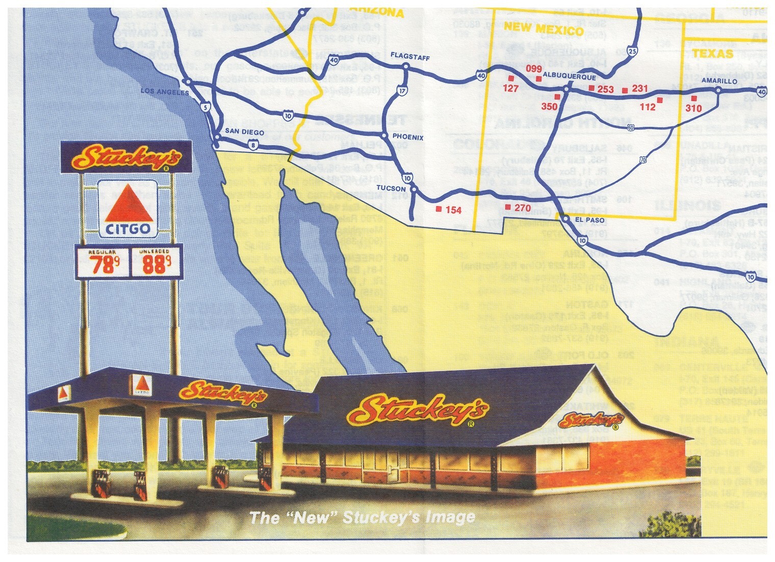 Vintage Map of Stuckey’s Location Guide Travel Brochure Restaurants Listings