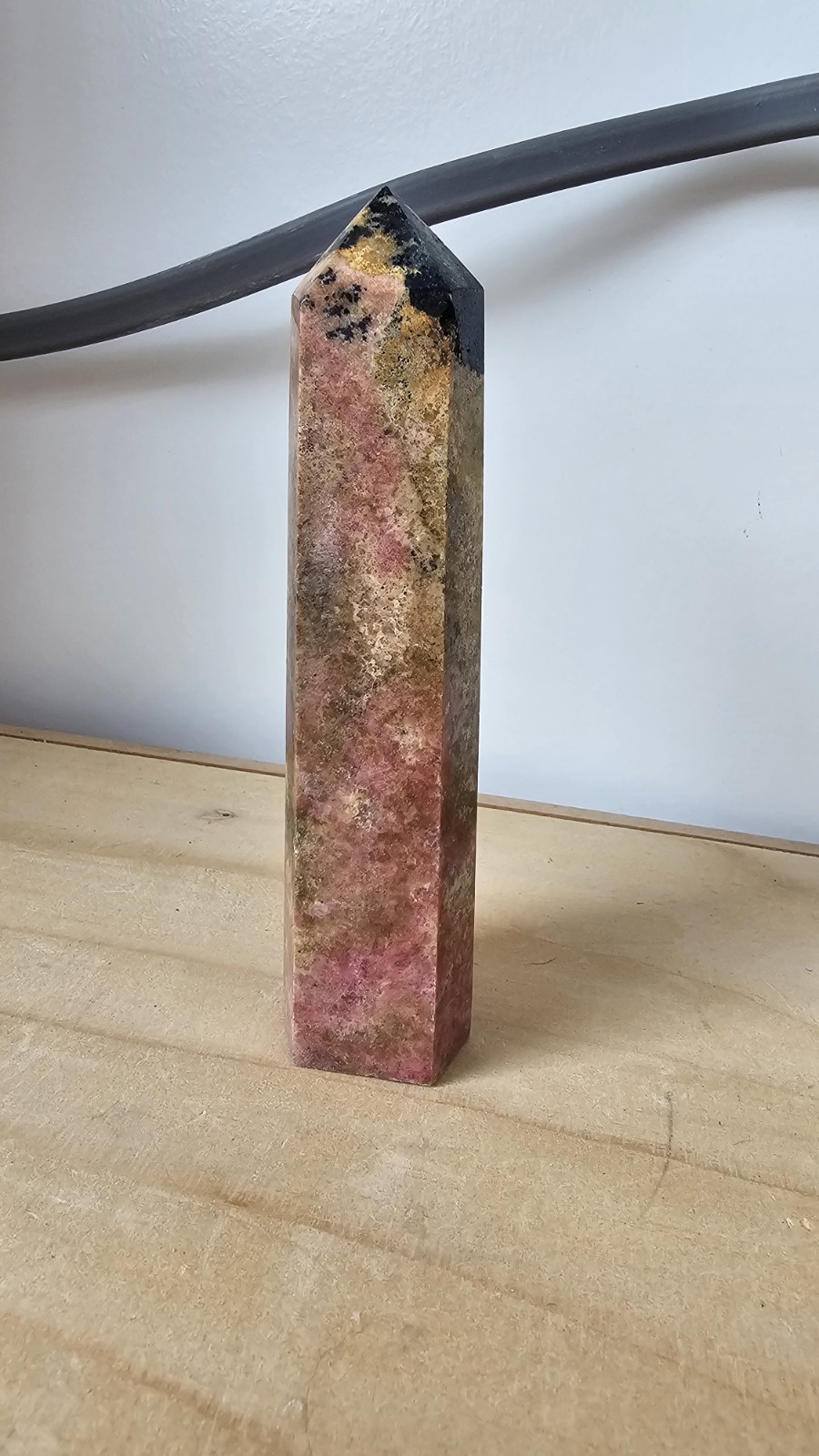 Rhodonite tower point 222g 12cm crystal pink self love relationships