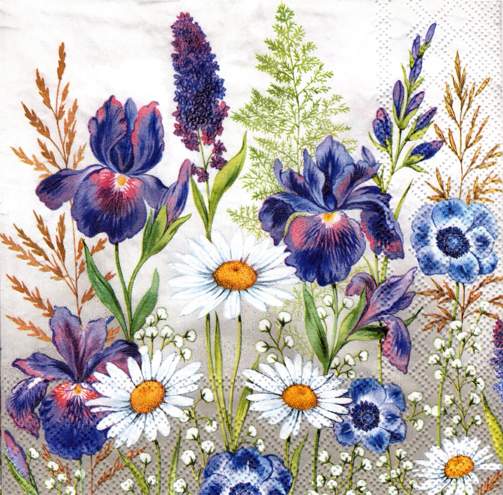 (2) Two Paper Lunch Napkins for Decoupage/Mixed Media – Mixed Meadow Flowers