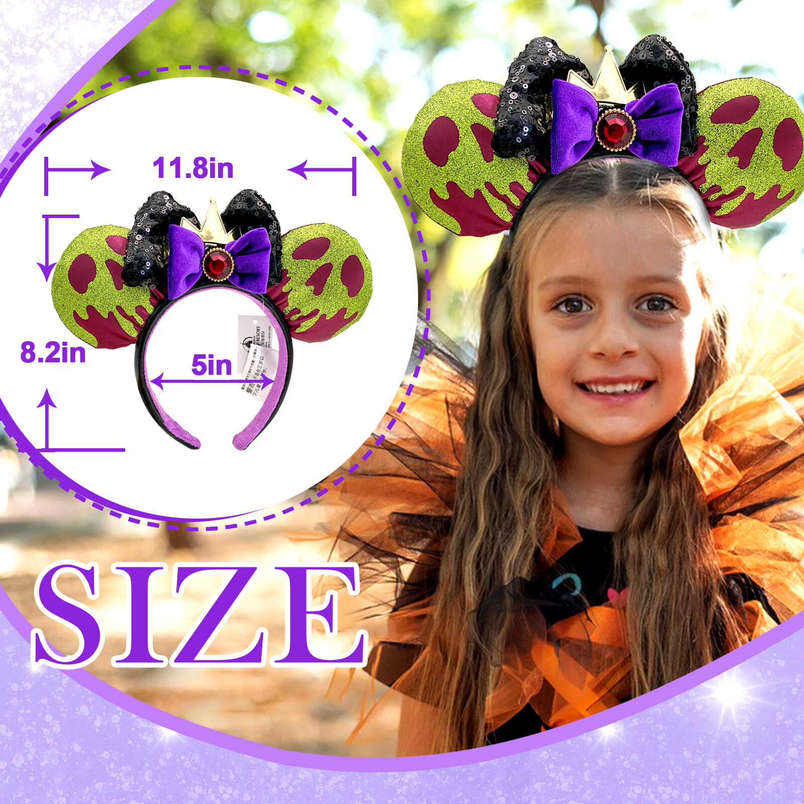 2024 Disney-Park’s Snow White Evil Queen Poison Apple Ear Ears Headband US Stock