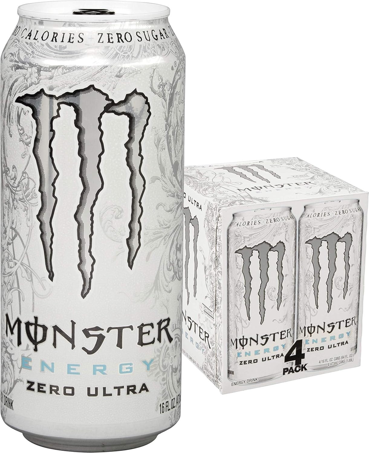Monster Energy, Zero Ultra, Sugar Free Energy Drink, 4 Pack – 16 Fl Oz
