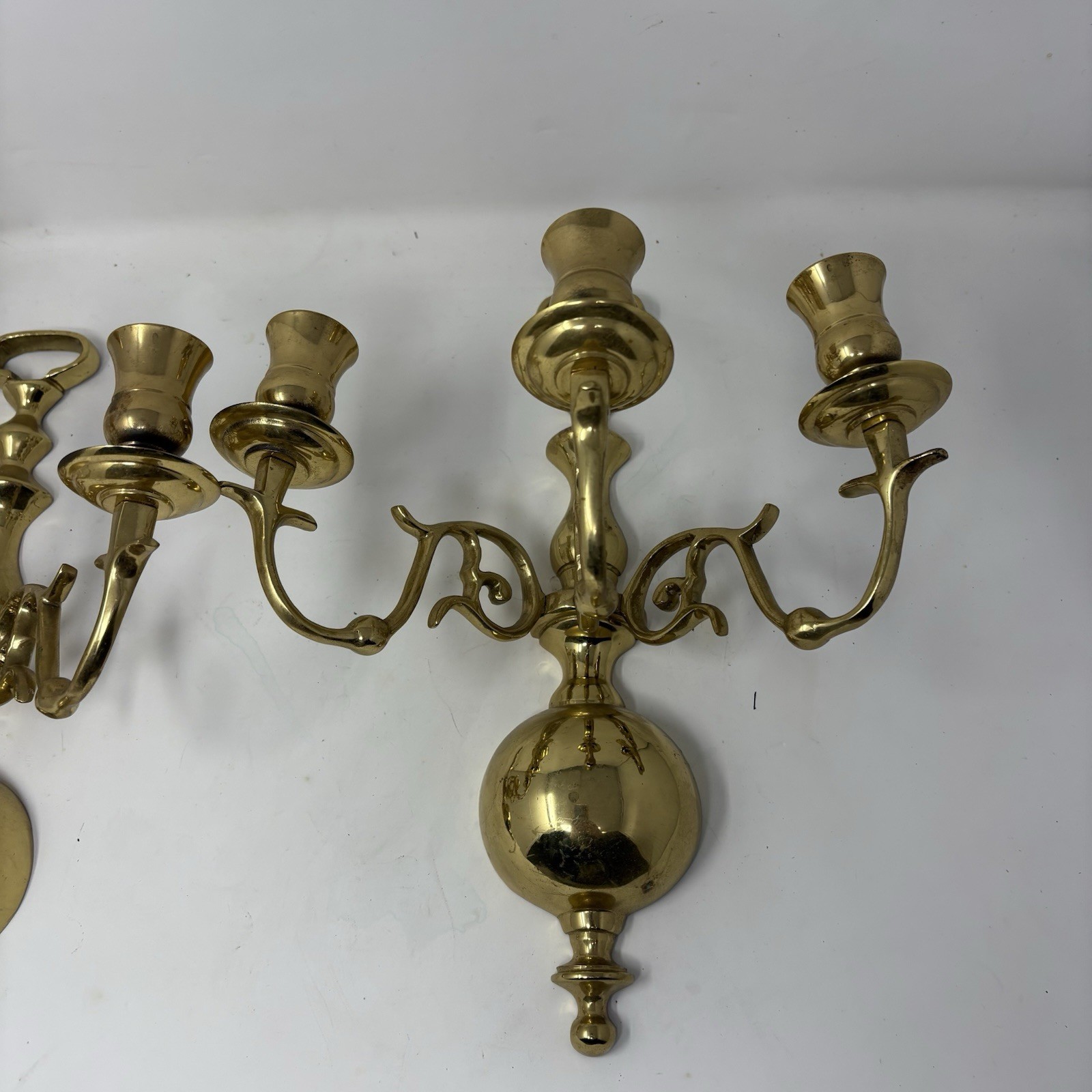 Vintage Brass Wall Candelabra 3 Arm Sconce Wall Mount Candle Holder 13″