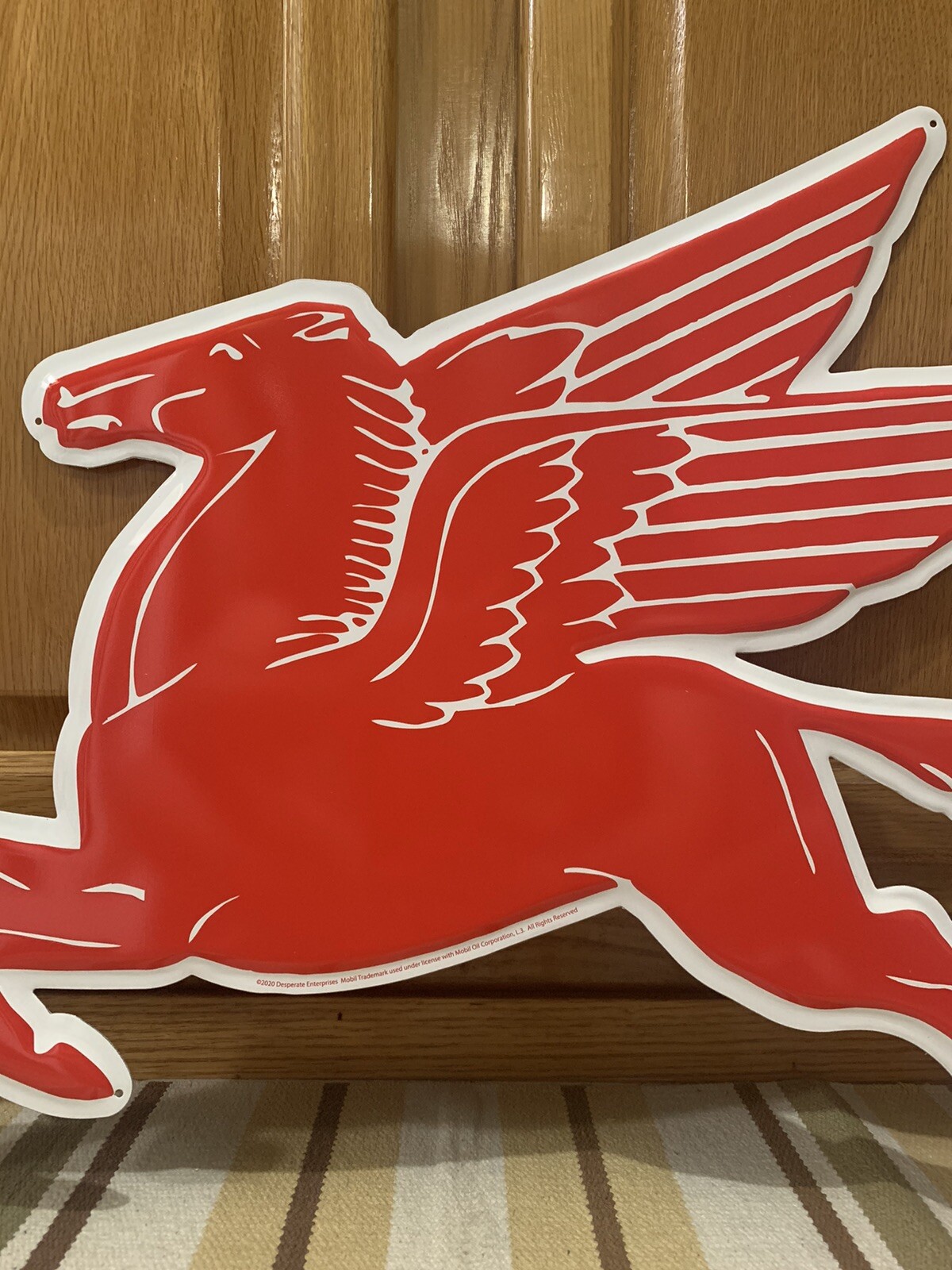 Mobil Pegasus Gasoline Metal Sign Garage Vintage Style Wall Decor Oil Horse Pub